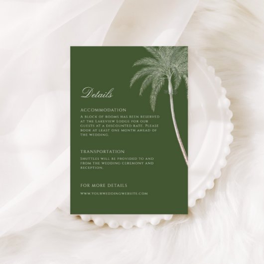 Palm Tree Wedding Details Informatiekaartje