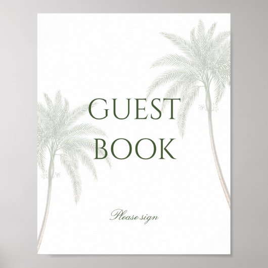  Palm Tree Wedding Guest Book Poster (Voorkant)