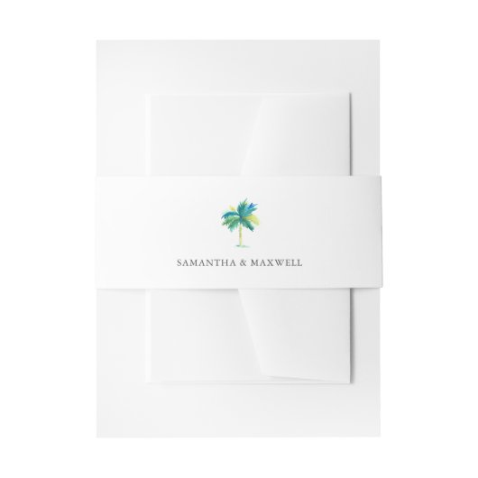 Palm Tree Wedding Invitation Belly Band Uitnodigingen Wikkel (Voorkant Voorbeeld)
