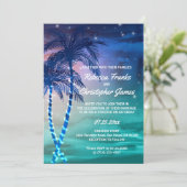 Palm Tree Wedding Invitations | Tropische Sjablone Kaart (Staand voorkant)