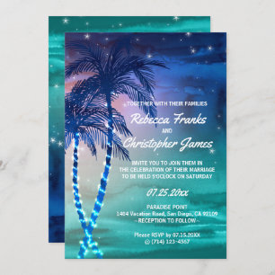 Palm Tree Wedding Invitations Tropische Sjablone Kaart