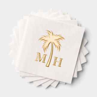 Palm Tree Wedding Monogram Folie Servetten