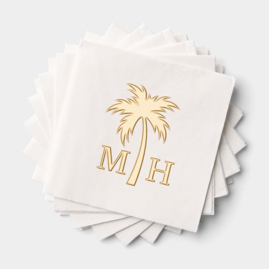 Palm Tree Wedding Monogram Folie Servetten (Insitu (Gestapeld))