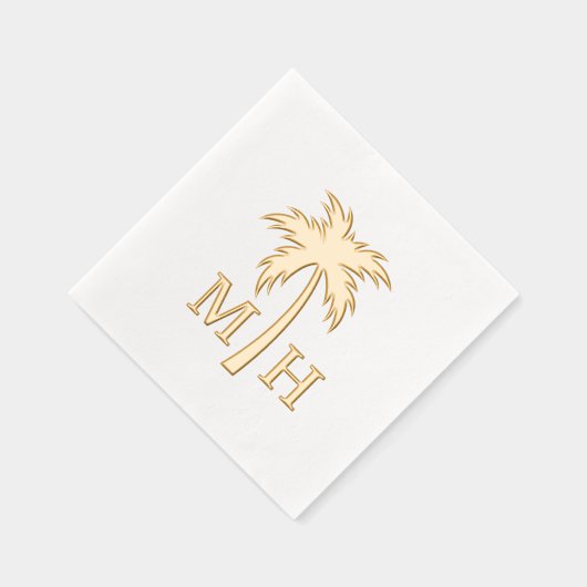 Palm Tree Wedding Monogram Folie Servetten (Rechts)