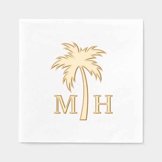 Palm Tree Wedding Monogram Folie Servetten (Voorkant)