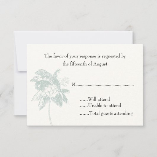 Palm Tree Wedding Response Card RSVP Kaartje (Voorkant)
