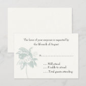 Palm Tree Wedding Response Card RSVP Kaartje (Voorkant / Achterkant)