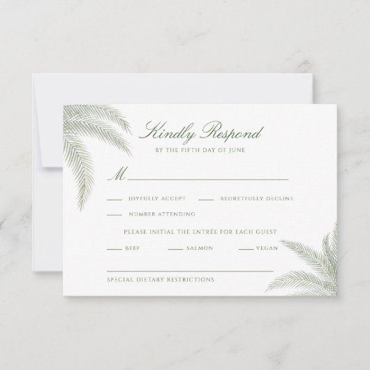  Palm Tree Wedding RSVP Kaart (Voorkant)