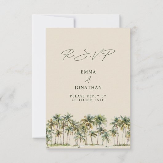 Palm Tree Wedding RSVP Tropical Destination coast (Voorkant)