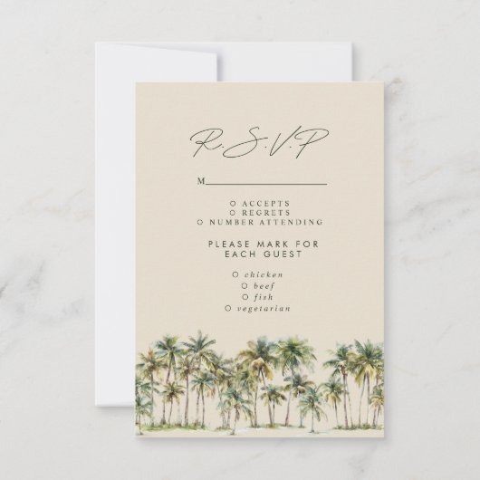 Palm Tree Wedding RSVP Tropical Destination coast (Achterkant)