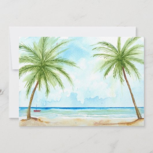 Palm Tree Wedding-uitnodiging Kaart (Achterkant)