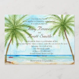 Palm Tree Wedding-uitnodiging Kaart