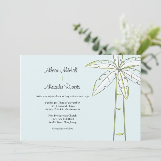 Palm Tree Wedding-uitnodiging Kaart (Staand voorkant)