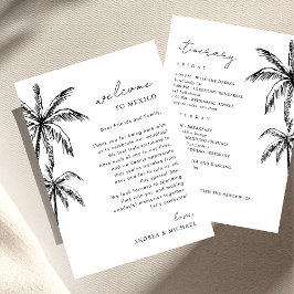 Palm Tree Wedding Welkomstbrief reisschema Kaart