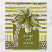 Palm Tree Wedding Wijn Etiket (Enkel label)