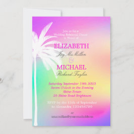Palm Tree White Colorful Modern Wedding Rehal Kaart