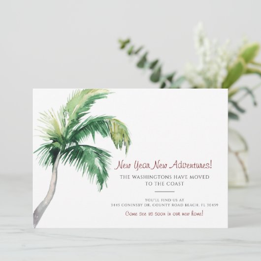 Palm Tree Wijziging van adres Bewegende aankondigi Feestdagenkaart (Staand voorkant)