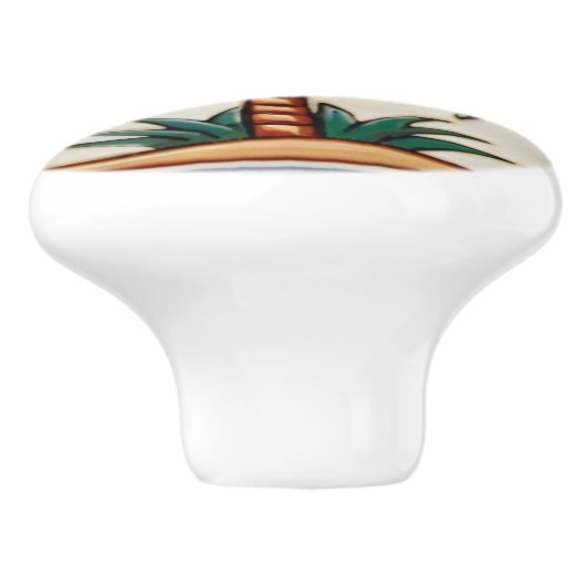 Palm Tree woestijn eiland tropisch strand huis dec Keramische Knop (Zijkant)