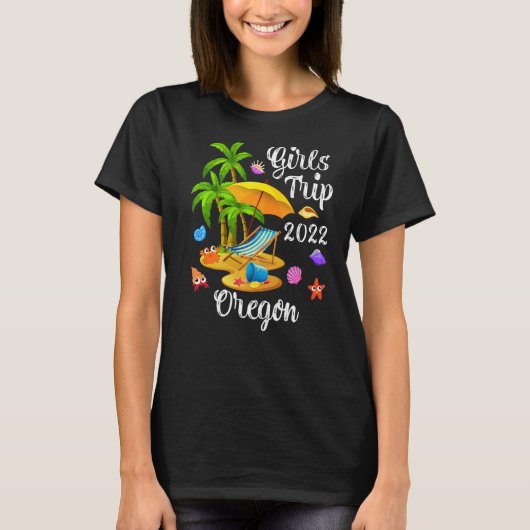 Palm Tree Zomer Vakantie Meisjes Trip 2022 Oregon T-shirt (Voorkant)