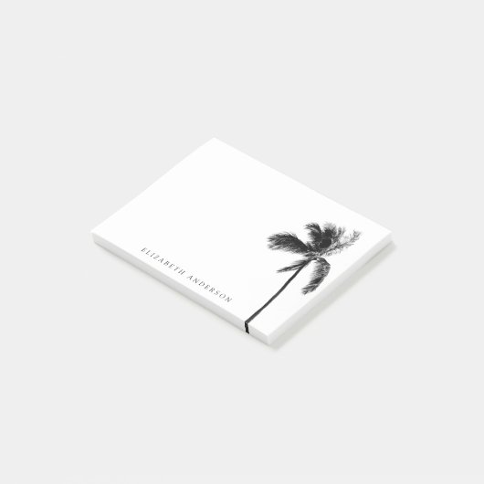 Palm Tree Zwart & Wit Gepersonaliseerde minimalist Post-it® Notes (Schuin)