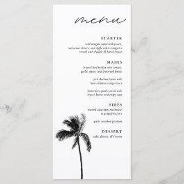 Palm Tree Zwart & Wit Modern bruiloft diner Menu