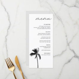 Palm Tree Zwart & Wit Modern bruiloft diner Menu