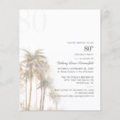 Palm Trees 80th Birthday Party Budget Invitation (Voorkant)