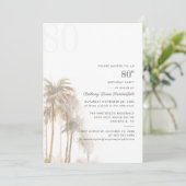 Palm Trees 80th Birthday Party Waterverf Kaart (Staand voorkant)
