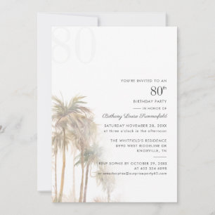 Palm Trees 80th Birthday Party Waterverf Kaart