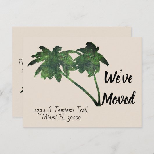 Palm Trees Aangepaste Nieuwe Huis Verhuisaankondig Briefkaart (Voorkant / Achterkant)