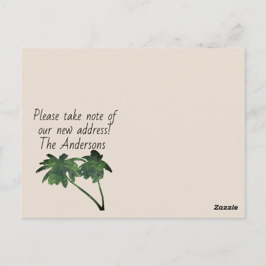 Palm Trees Aangepaste Nieuwe Huis Verhuisaankondig Briefkaart (Achterkant)
