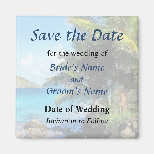Palm Trees and Beach St. Thomas VI Save the Date Magneet (Voorkant)