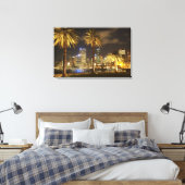Palm Trees and CBD at Night, Sydney, New South Canvas Afdruk (Insitu (Slaapkamer))
