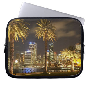 Palm Trees and CBD at Night, Sydney, New South Laptop Sleeve