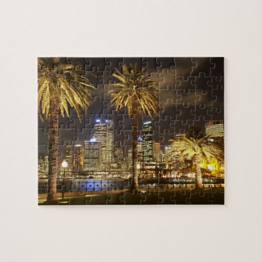 Palm Trees and CBD at Night, Sydney, New South Legpuzzel (Horizontaal)