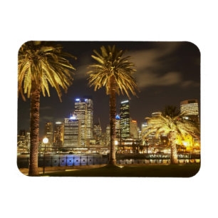 Palm Trees and CBD at Night, Sydney, New South Magneet
