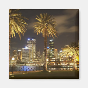 Palm Trees and CBD at Night, Sydney, New South Magneet