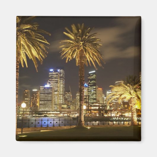 Palm Trees and CBD at Night, Sydney, New South Magneet (Voorkant)