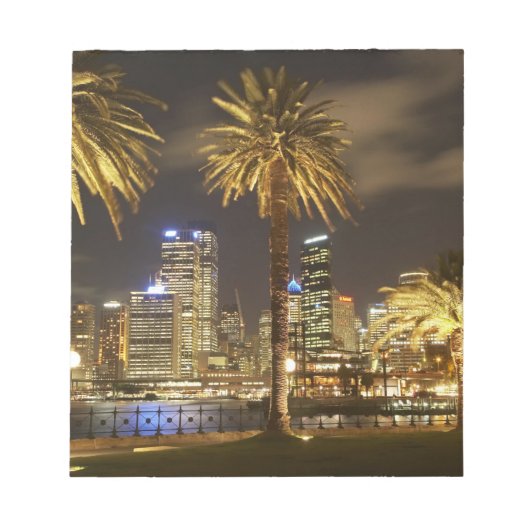 Palm Trees and CBD at Night, Sydney, New South Notitieblok (Voorkant)