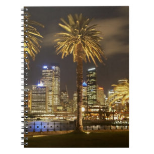Palm Trees and CBD at Night, Sydney, New South Notitieboek