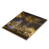 Palm Trees and CBD at Night, Sydney, New South Tegeltje (Zijkant)