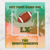 Palm Trees and Football Uprights Party Wijn Etiket (Enkel label)