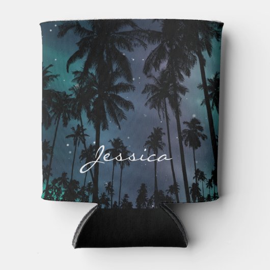 Palm Trees and Starry Night Sky Personalised Blikjeskoeler (Voorkant)