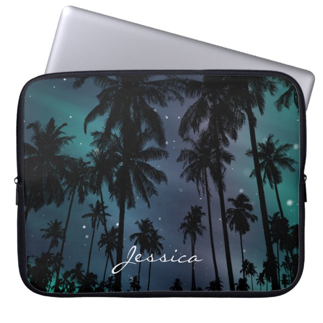 Palm Trees and Starry Night Sky Personalised Laptop Sleeve (Voorkant)