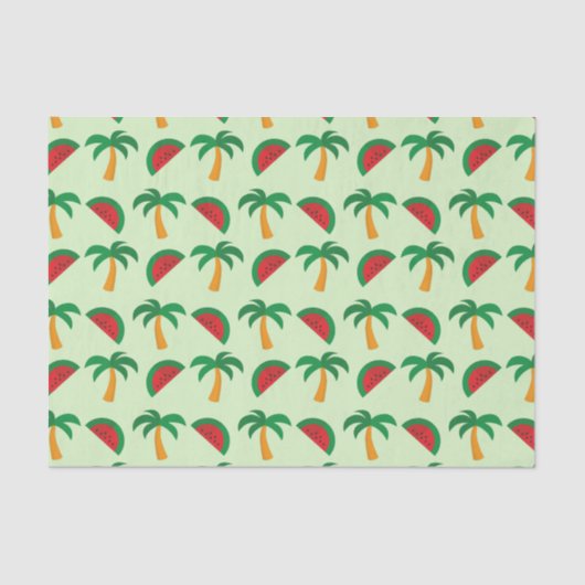 Palm Trees and Watermelon Tropical Pattern Tissuepapier (Voorkant)