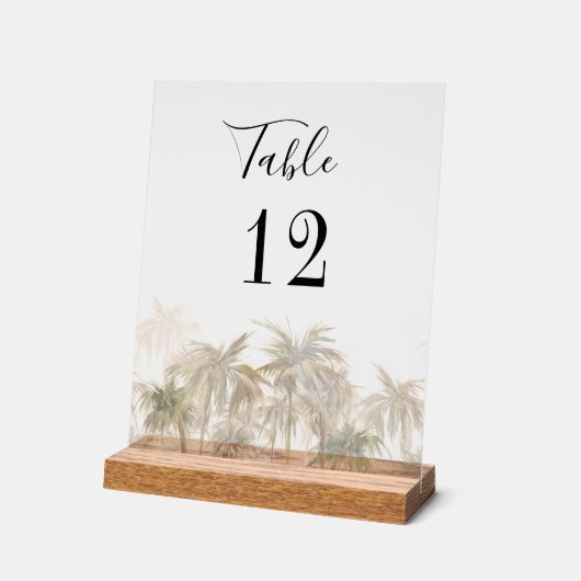 Palm Trees Beach Aangepaste Trouwtafel Nummer Acryl Bord (Hoek)