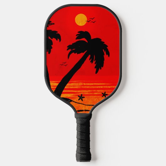 Palm Trees Beach Blazing Sun B Pickleball Paddle (Voorkant)