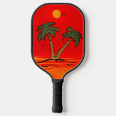 Palm Trees Beach Blazing Sun Pickleball Paddle (Achterkant)