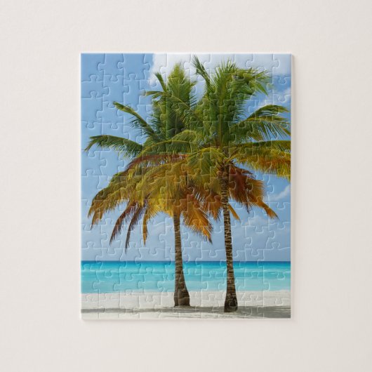 Palm Trees Beach Blue Zee Sky Sunny Day Legpuzzel (Verticaal)