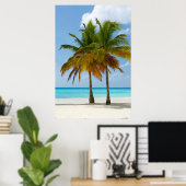 Palm Trees Beach Blue Zee Sky Sunny Day Poster (Thuiskantoor)